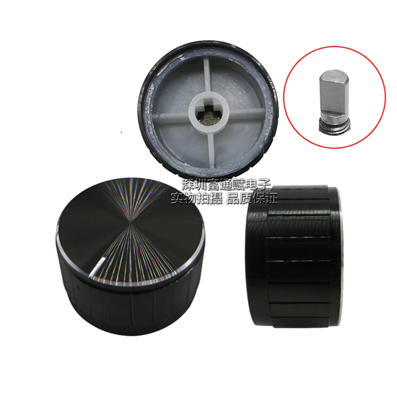 

5pcs Aluminum alloy knob 30MM*17MM black tangent bright edge half shaft core shaft hole 6MM