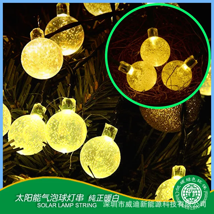 

30 PCs LED Solar Lantern Festival Lights Christmas bubble beads string courtyard Christmas light strings