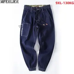 Большие размеры большие джинсы мужские большой пят джинсы битник камуфляж эластичность свободные 8XL 9XL 46 high street узкие брюки 130 кг