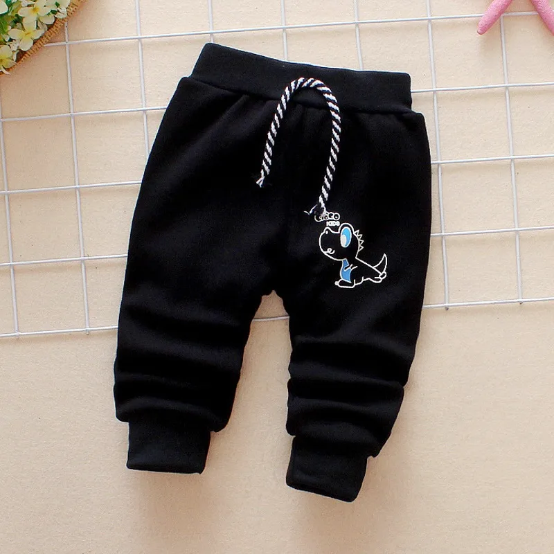 Осенне-зимние теплые штанишки для малышей 1 предмет, Хлопковые штанишки для малышей с рисунком велосипеда штаны для маленьких мальчиков и девочек от 0 до 3 лет - Цвет: black dragon