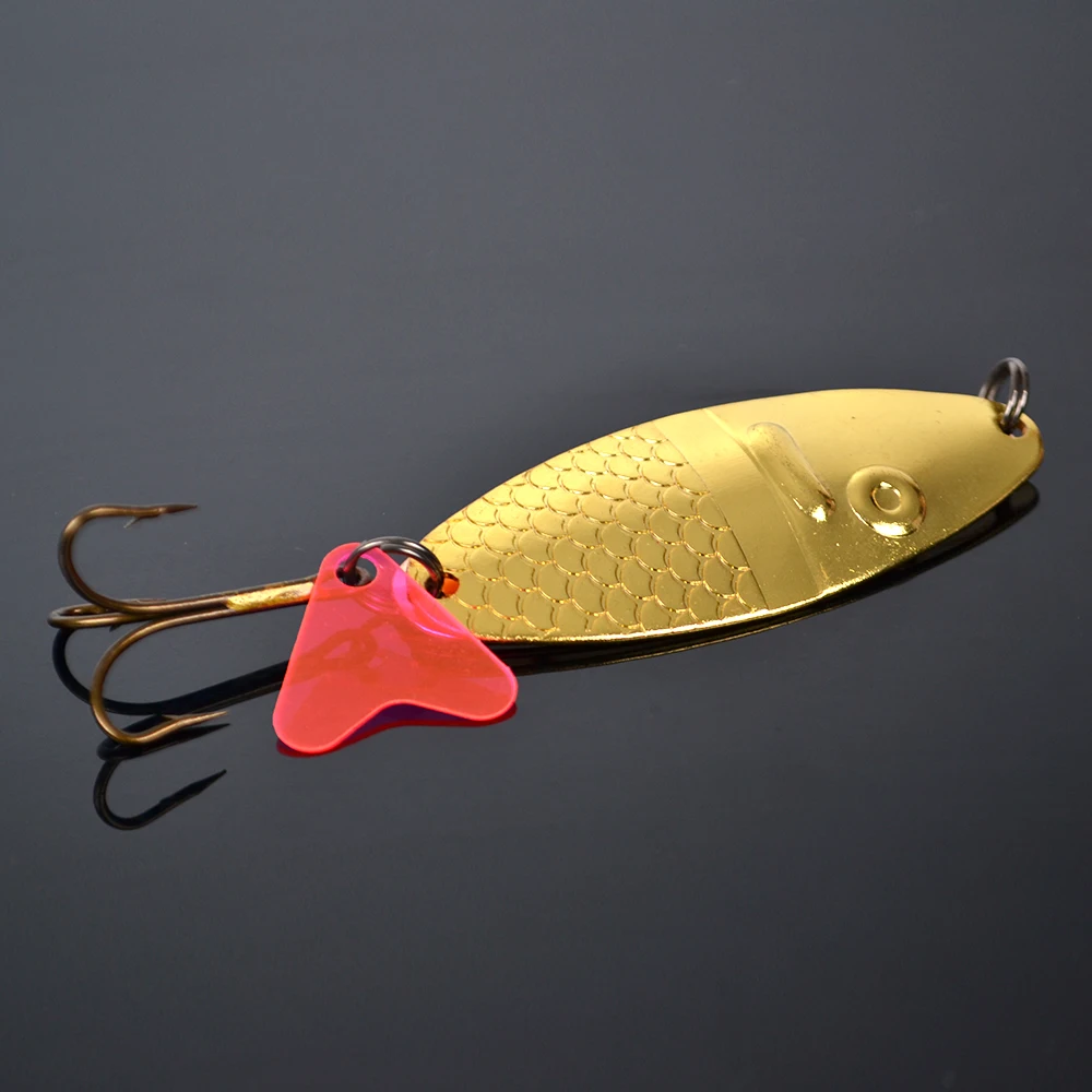 1PC Gold 21g/6cm Metal Fishing Lure Spoon With 5 Mustad Treble Hook