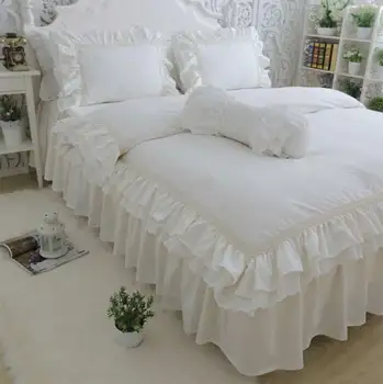

Ruffle fairyfair solid bedding sets girl,cotton twin full queen king,single double bedclothes pillow cases quilt cover bed skirt