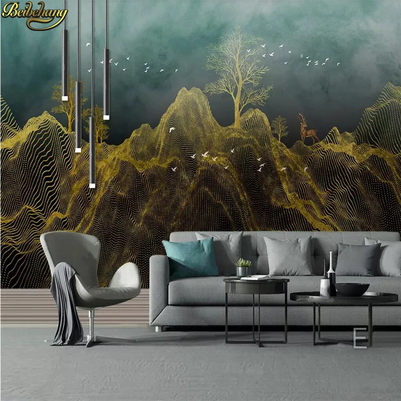 

beibehang Custom Mountain Fortune Tree Elk Background Bedding Room Sofa Wall Backdrop Mural Decor Photo wallpaper 3D wall paper