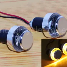 CNC мотоцикл из 2 предметов желтый светодиодный рукоятка конец индикатор заглушка для рукоятки сигнала поворота светильник для Harley 22 мм руль