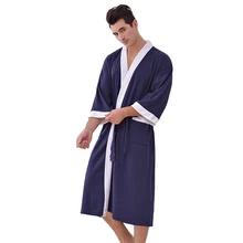 Высокое качество Для мужчин халат, одежда для сна из хлопка; сезон Лето Свободное кимоно халаты юката мягкая Домашняя одежда Повседневное одежда для сна, ночнушка