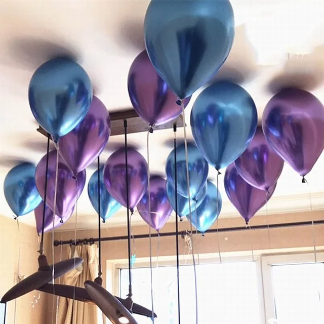 10 шт. 10-дюймовые серебряные золотые шары из латекса цвета металлик перламутровый металлический шар золотистого цвета Globos Свадебные товары для дня рождения воздушный шар - Цвет: blue purple