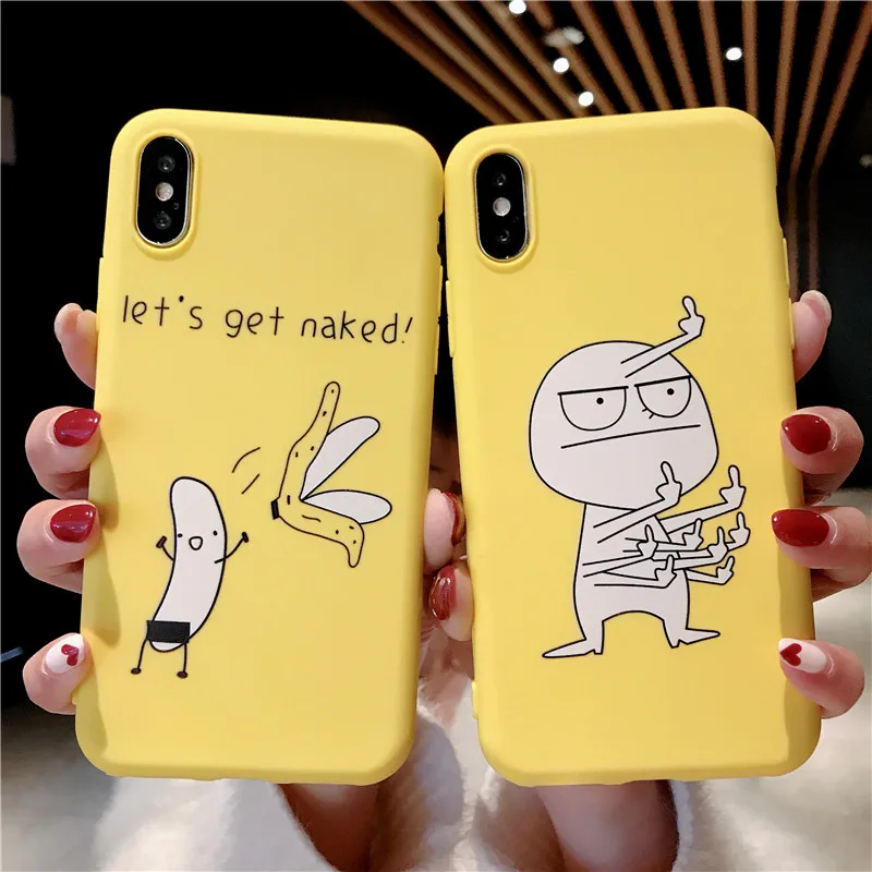 Moskado الكرتون الموز جراب هاتف ل iphone XS XR XS ماكس X 7 8 زائد مضحك الاصبع خزائن هاتف آيفون 6 6 S زائد 5 5 s SE لينة غطاء