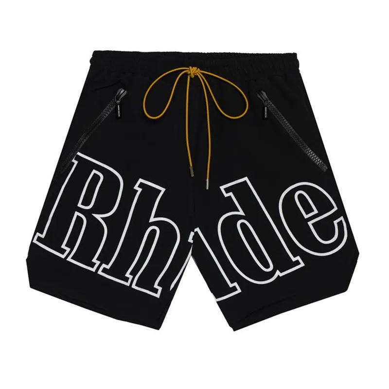 RHUDE Rh лого Шорты купальные Новое поступление мужские свободные шорты с принтом RHUDE самостоятельно нейлоновая подкладка полиэстер сетка шнурок молния короткие - Цвет: 1