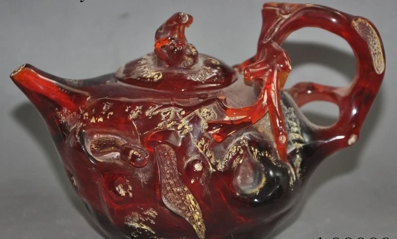 

6"china man-made Amber resin animal monkey Squirrel statue Wine Tea Pot Flagon
