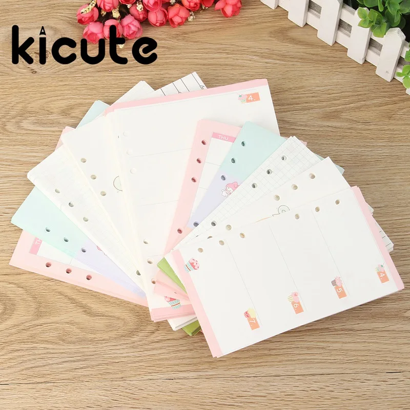 

Kicute 40 sheet/pack A6 A5 Unique Refills Spiral Notebook Inner Pages 6 holes Loose Leaf Binder Paper Planner Filler Paper