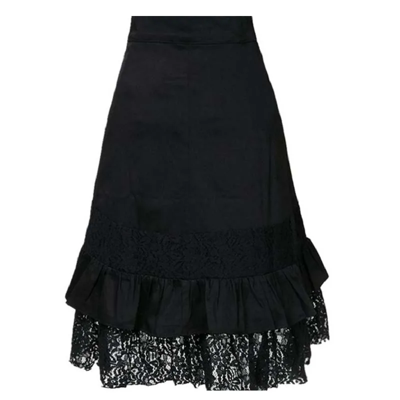 Женская юбка с высокой талией и цветочным кружевом, готическая юбка средней длины, Офисная черная юбка в стиле стимпанк 1950 s, винтажные юбки