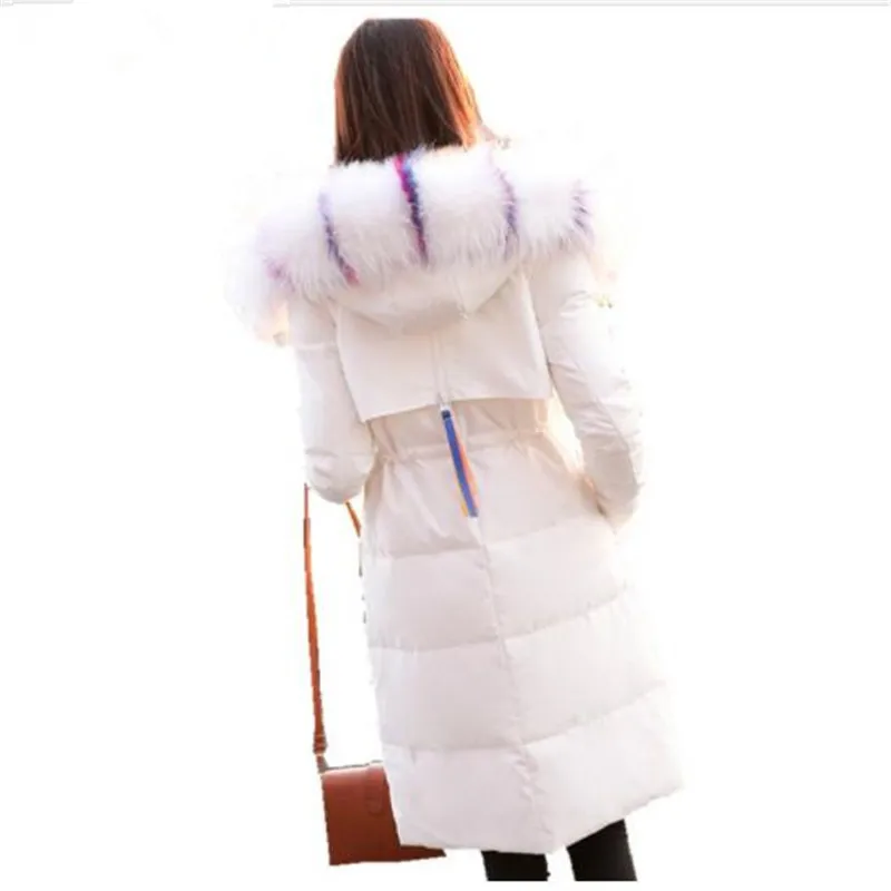 

2019 Winter Coat Women White Down Jacket High Quality Long Korean Thick Big Fur Collar Jackets Winter Womens Sobretudo