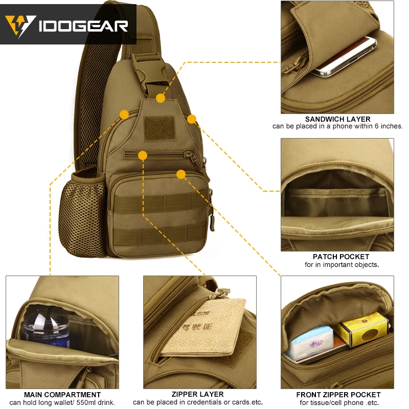 IDOGEAR тактическая сумка через плечо с USB нагрудная Женская камуфляжная Дорожная на
