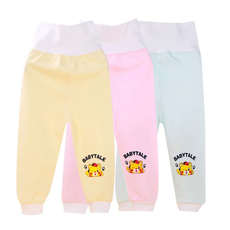 High Waisted Baby Pants Cute Soft Baby Pants For Boys Girls Cotton Solid Infant Trousers Belly Care Kids Pants Baby Boy Clothing (5)