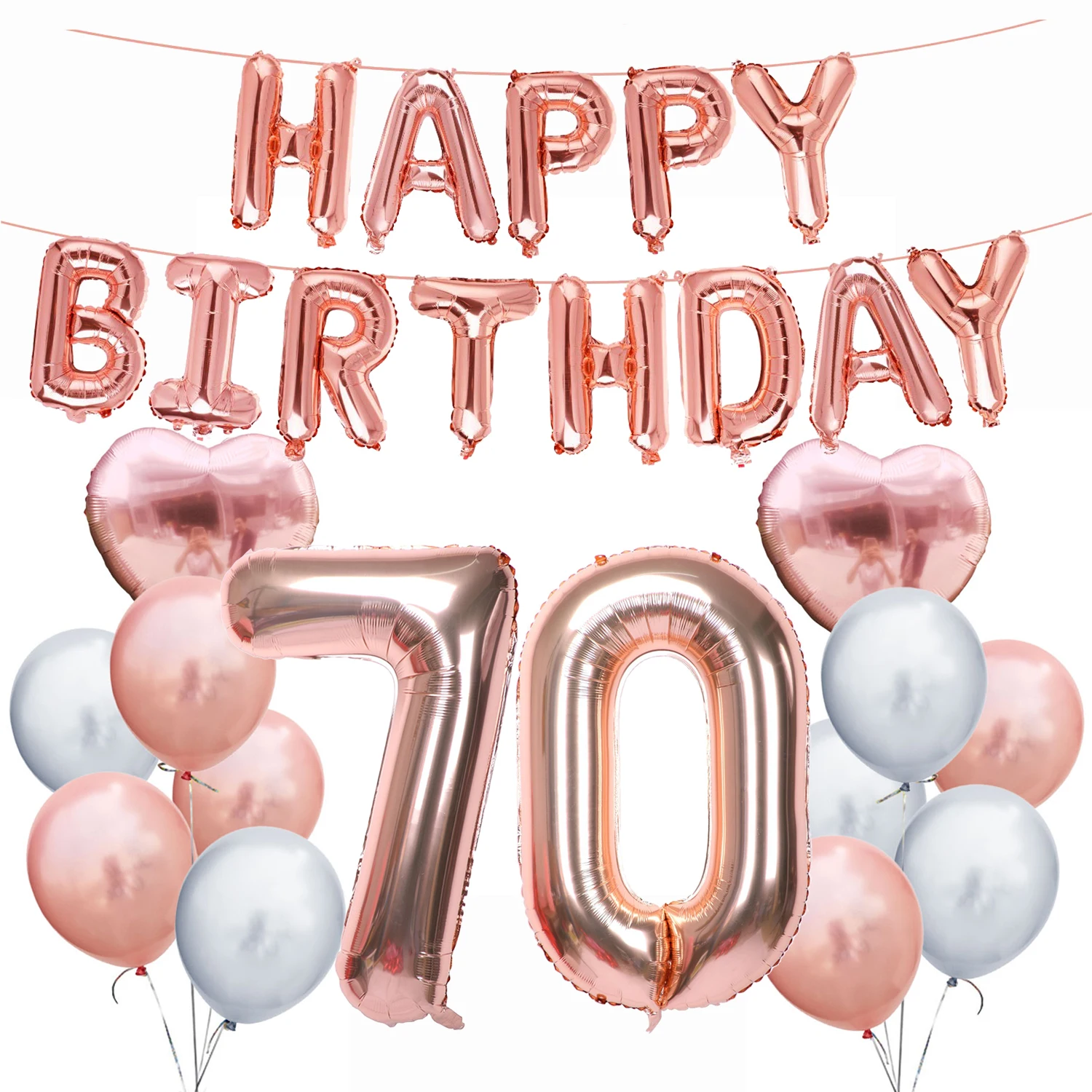 Amawill 70th День рождения украшения для взрослых из розового золота с днем рождения Фольга шар 70 лет принадлежности для юбилейной вечеринки 75D - Цвет: No.2