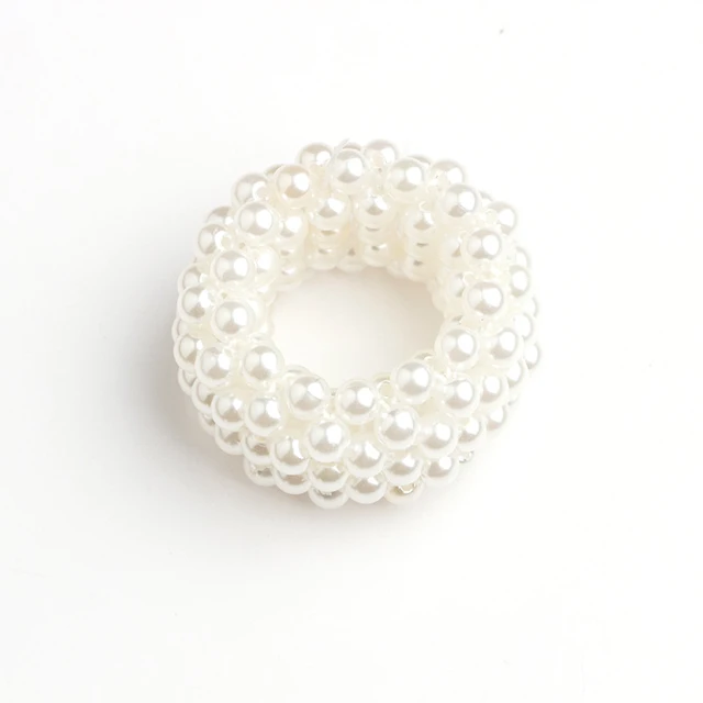 Korean style pearl beaded hair ties Scrunchies Elastic hairband Ponytail Holders women  Hair Rope Rubber gum Hair Accessories 2