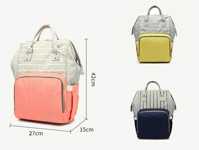 CROAL CHERIE Striped Baby Care Diaper Bag Backpack Organizer High Capacity Changing Nappy Bag For Mom Backpack 274215cm (3)