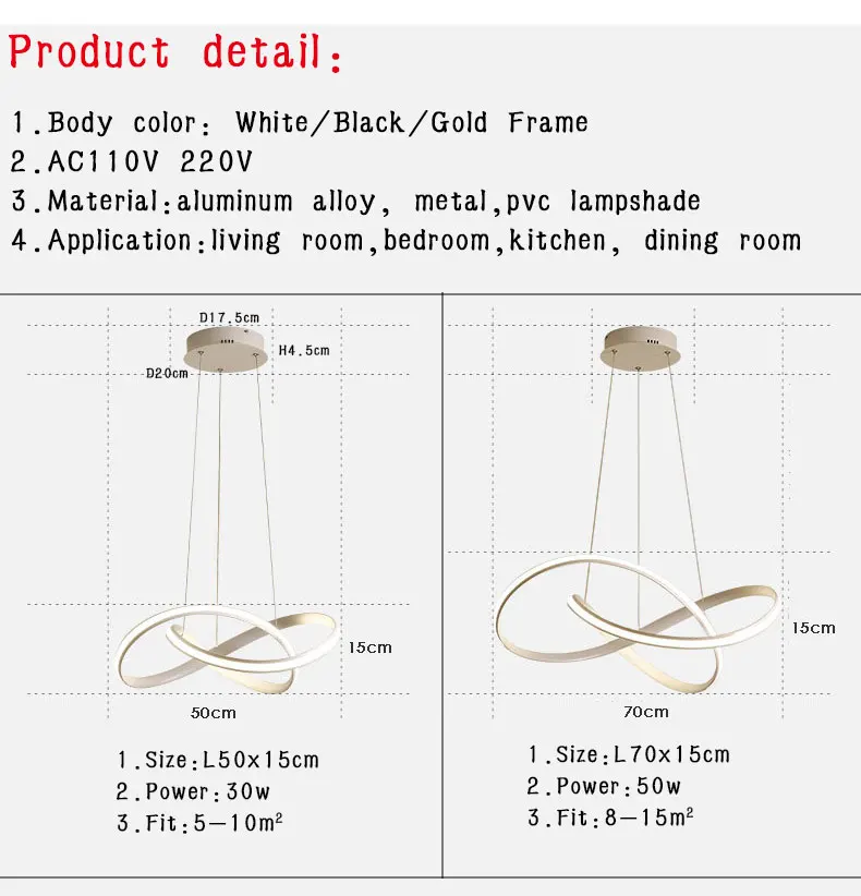 Домашний современный светодиодный подвесной светильник для гостиной, столовой, подвесные лампы, светодиодный подвесной светильник, потолочный светильник, светильники золотистого, белого и черного цвета