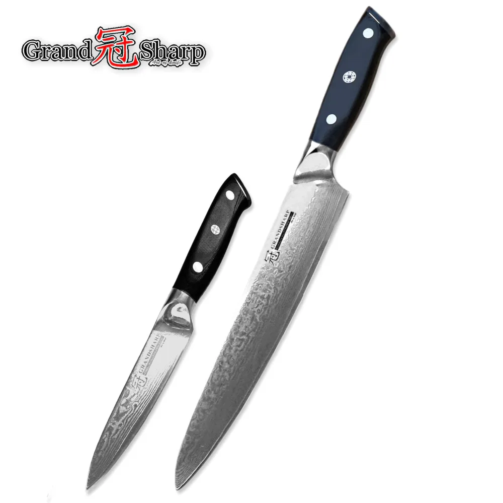 Damascus Knife Set 2 Piece Chef Butcher Paring Kitchen Knives Japanese