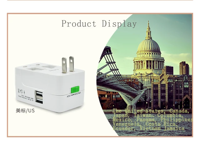 New 2USB Charging Port  Universal Worldwide Convenient Travel Wall Charger Power UK AU US EU Plug Adapter Adapter free shipping (6)
