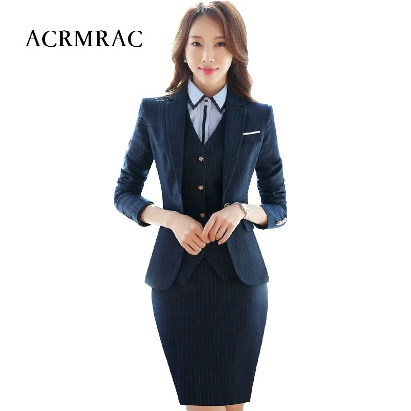 black black Blue Jacket Slim D'affaires blue 4 Skirt Usure Stripes Style 3piece Pantalon Femmes Acrmrac blue Formelle 3piece blue blue Nouveau 4piece Stripe black 3 Piece Costumes Ol Piece b Veste Piece Pants nq4XqT7Y