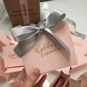 

AVEBIEN 20pcs Wedding Ceremony Gift Bag with Ribbon for Favor Wedding & Engagement Candy Bag Anniversary Chocolate Gift Package