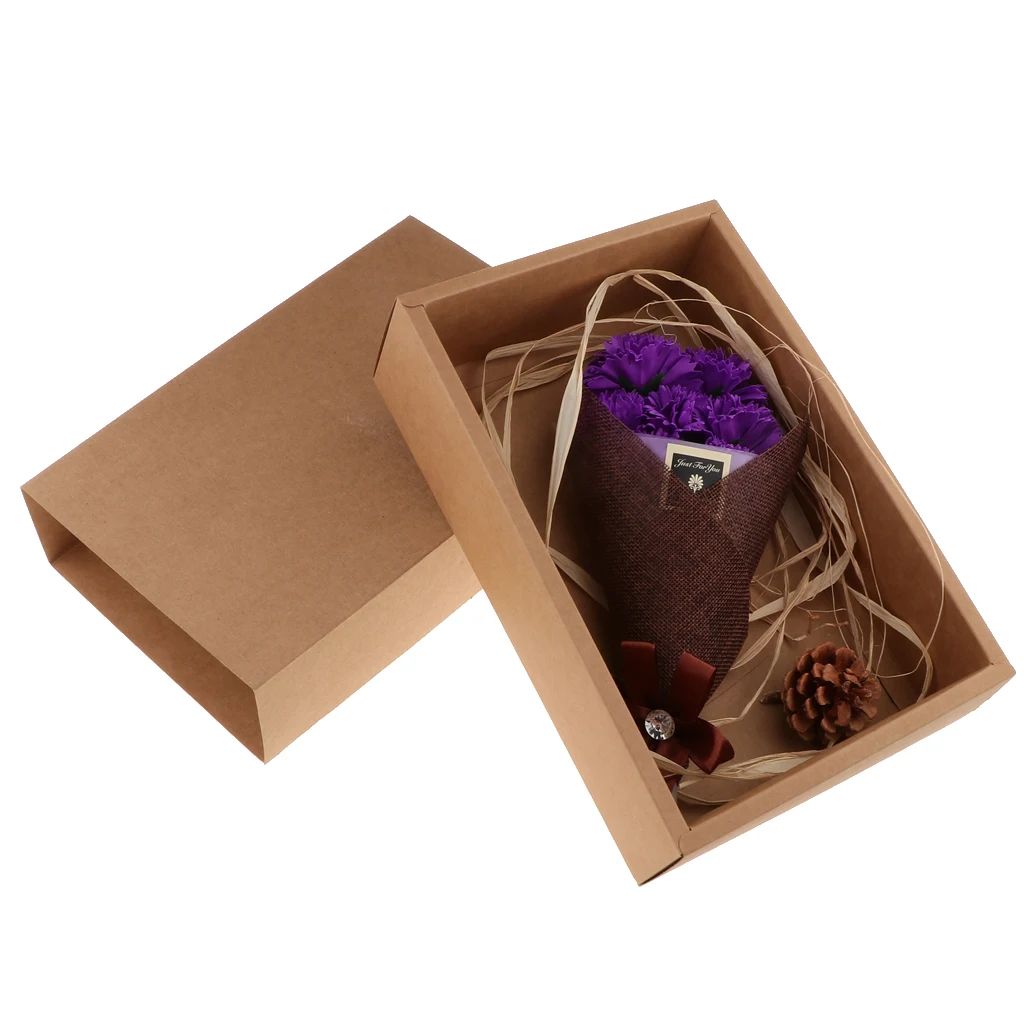 7pcs/set Romantic Vivid Rose Soap Flower Eternal Flower Bouquets Birthday Wedding Valentines Floral Crafts with Gift Box