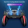 Pubg mobile controller with double fan cooling for iphone ios android phone game pad free fire with 2500mah / 5000mah power bank