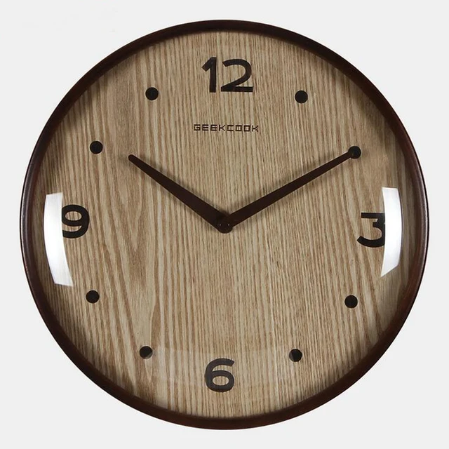 12 inch 31.5cm Large Round Wooden Wall Clock Silent Quartz Watch