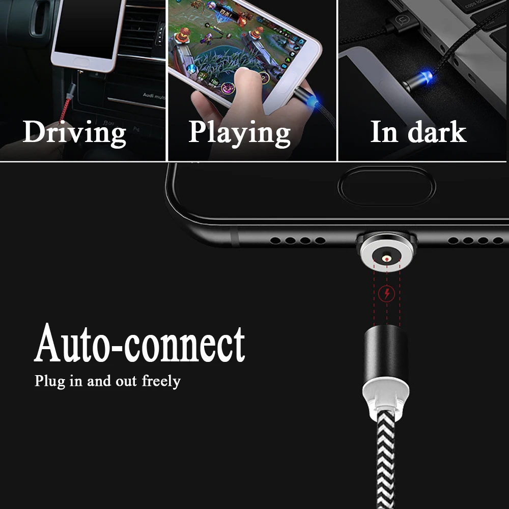 

100pcs Magnetic USB Cable For iPh Type C Magnet Charger Data Charging Charge Micro USB Cable For Huawei Mobile Phone Cable
