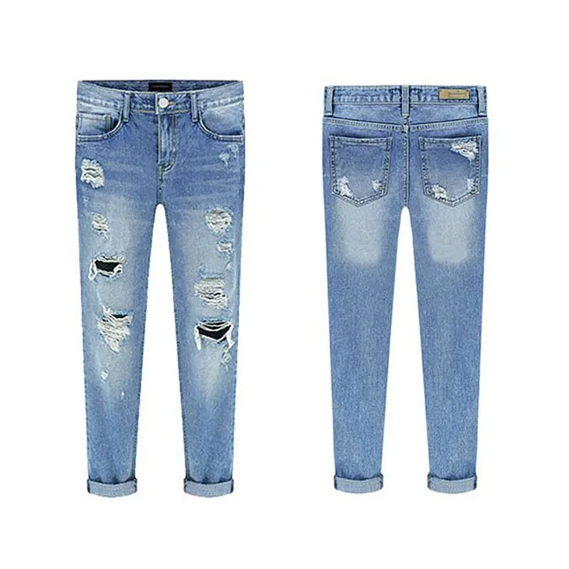ROPALIA узкие брюки женские рваные джинсы на молнии повседневные рваные джинсы обтягивающие винтажные карманные брюки