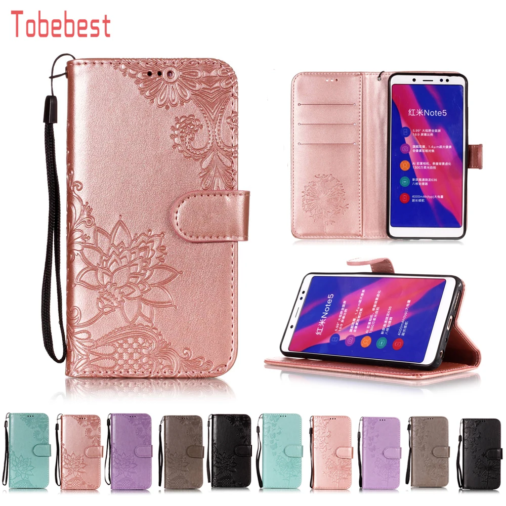 

Flip Leather Case sFor XIaomi Redmi Note 5 Pro 5 Plus Note5A Note4 6 6A 4X 4A Lace Lotus Flower Dandelion Patterned Phone Cases