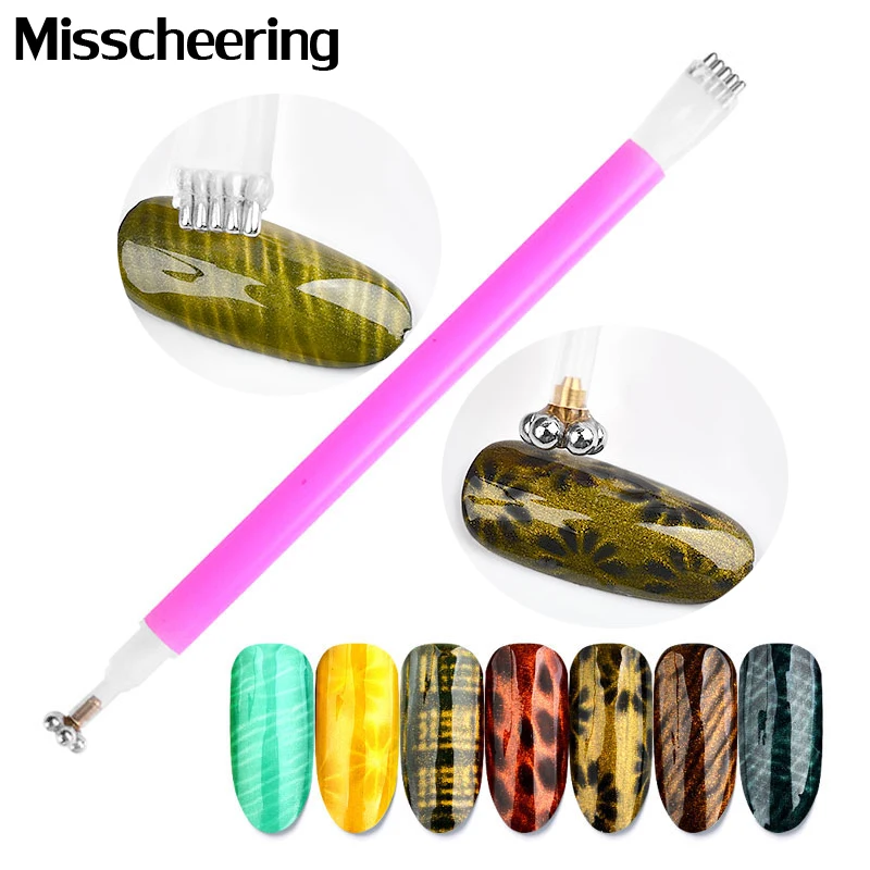 

1 Pcs Nail Art Magnet Stick 3D Cat Eyes Double Headed Magnetic For UV Gel Polish Flower Stripe Pattern Effect DIY Manicure Tools