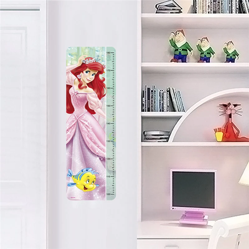 Snow White Anna Elsa Mermaid Rapunzel Cinderalle Belle Princess Growth Chart Wall Stickers Home Decor Kids Height Measure Decals - Цвет: C035-P