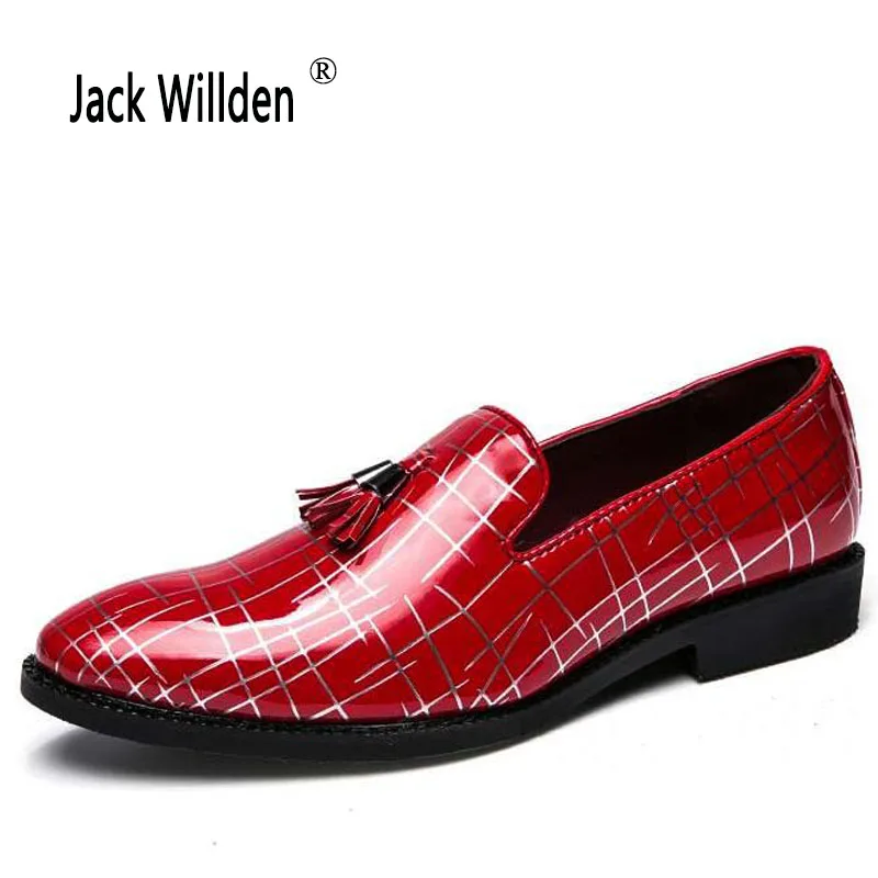 Jack Willden Mens Loafers Classic Tassels Designer Patent Leather