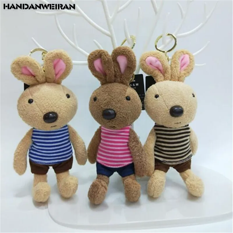 

HANDANWEIRAN 1PCS Kawaii Mini Sugar Rabbit Plush Toy Key Ring Dress T-shirt Rabbits Big Doll Cute Couple Pendant Toys 18CM