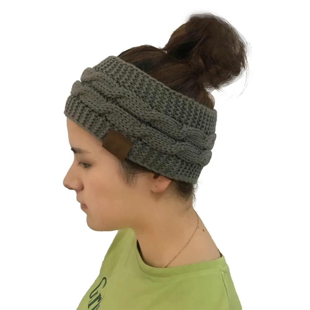 Нордическая Мода точечная Пряжа вязаная повязка для волос шапка с хвостом Пустой Топ шерстяная шапка