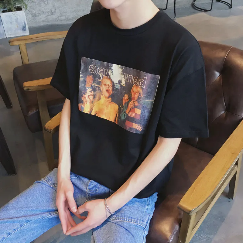 

Short Sleeve Women Tshirt Top Print Unisex White Black O-Neck Man Woman Tshirts Tops 2019 Summer Streetwear Retro Lovers Clothes