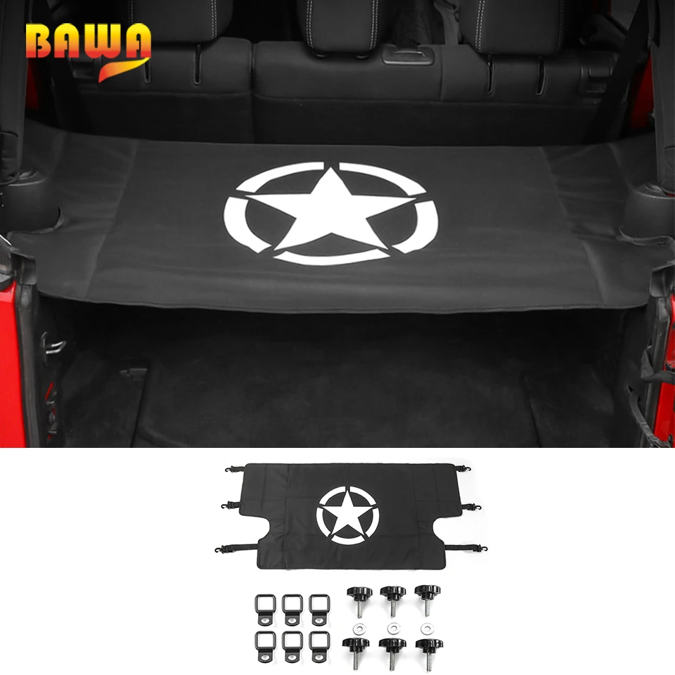 

BAWA Stowing Tidying Trunk Net for Jeep Wrangler JK 4 Doors 2007 -2017 Luggage Carrier Curtain Car Trunk Nets Car Organizer