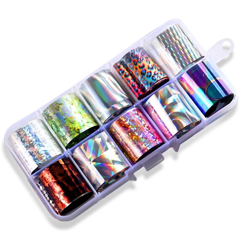 

10 Grid Nail Star Paste Color Transfer Film UV Gel Nail Sticker Nail Diy Art Decoration 2.5x100cm