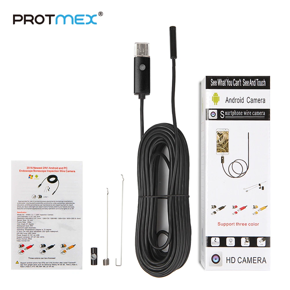 

8mm Lens 10M 2 in 1 Mini USB Endoscope for Android Phones Borescope Tube Inspection Camera 6 LEDS Web Camera for PC