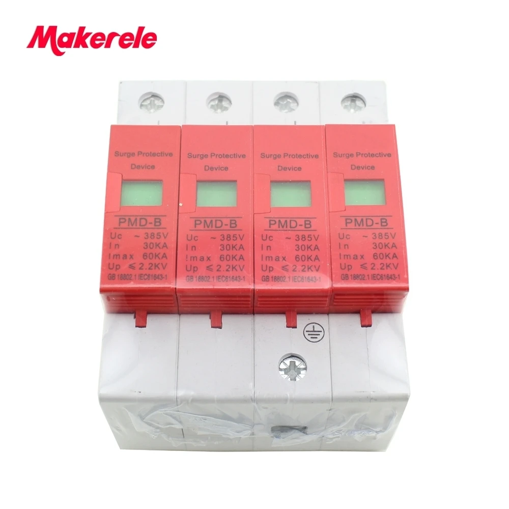AC Surge Protector Protective Low-voltage Arrester Device SPD 4P 30KA~60KA ~420VAC House AC Surge Protector Protective Low-voltage Arrester Device SPD 4P 30KA~60KA ~420VAC House