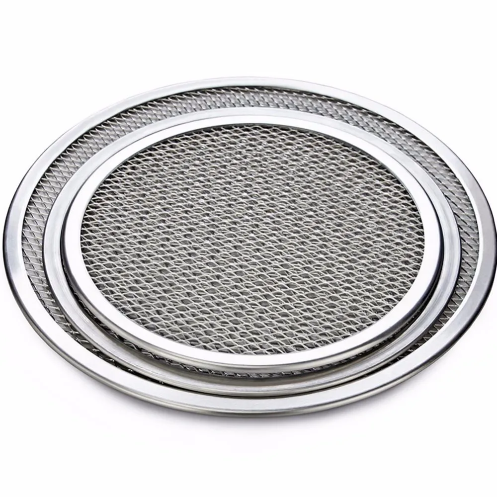 6-22inch Latest Aluminum Flat Mesh Pizza Screen Round Baking Tray Metal Net Bakeware Kitchen Tools Pizza Bakeware Cookware