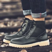 Мужские кожаные ботинки; модные мотоциклетные ботинки; сезон осень-зима; мужские ботильоны martin; винтажные черные ботинки в стиле ретро;