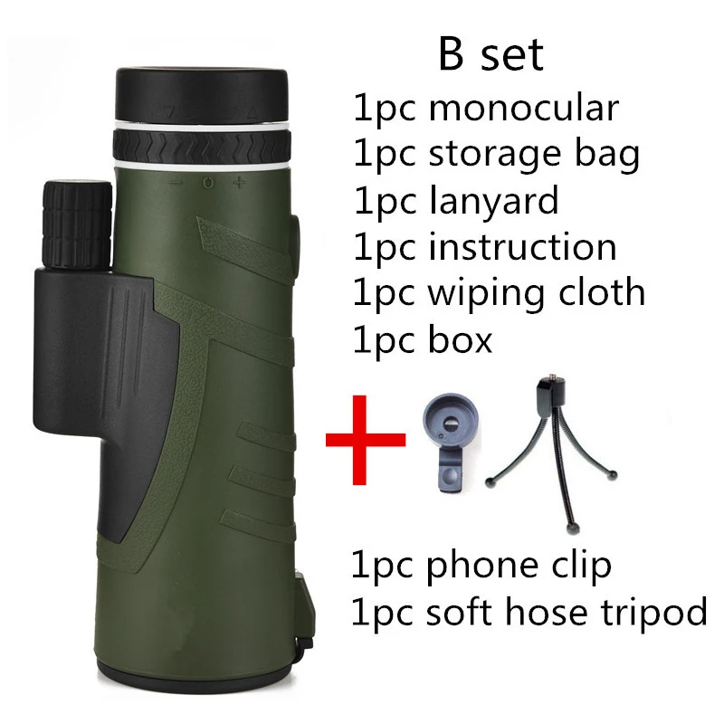 Handheld 10x42 Monocular Powerful HD Wide-angle Lll Night Vision Monoculars Telescope Outdoor Hiking Camping Bird-watching Tools