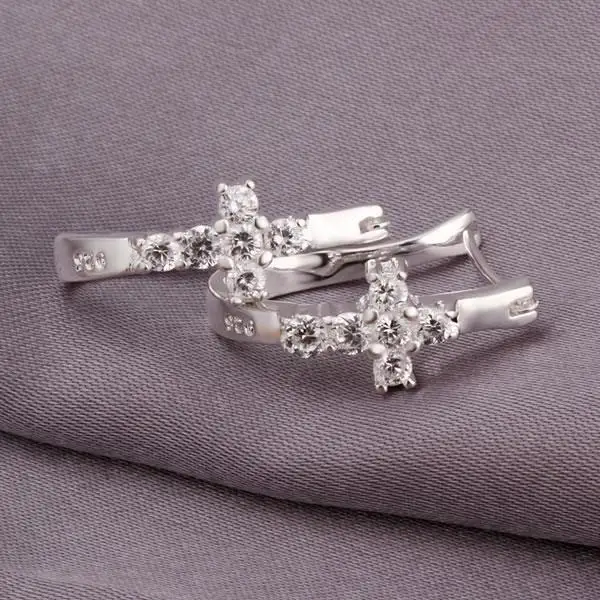 Plated Silver Earrings Fashion Jewelry Beautiful Plated Silver Earrings Fashion Jewelry Beautiful High Quality Inlaid Cross Kde311 Hd Dr In Drop From