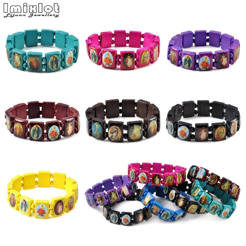 

Hot Sale Wood Beads Bracelet Wooden Saints Religious Friendship Charm Bracelets Gift for Women and Men Free Ship