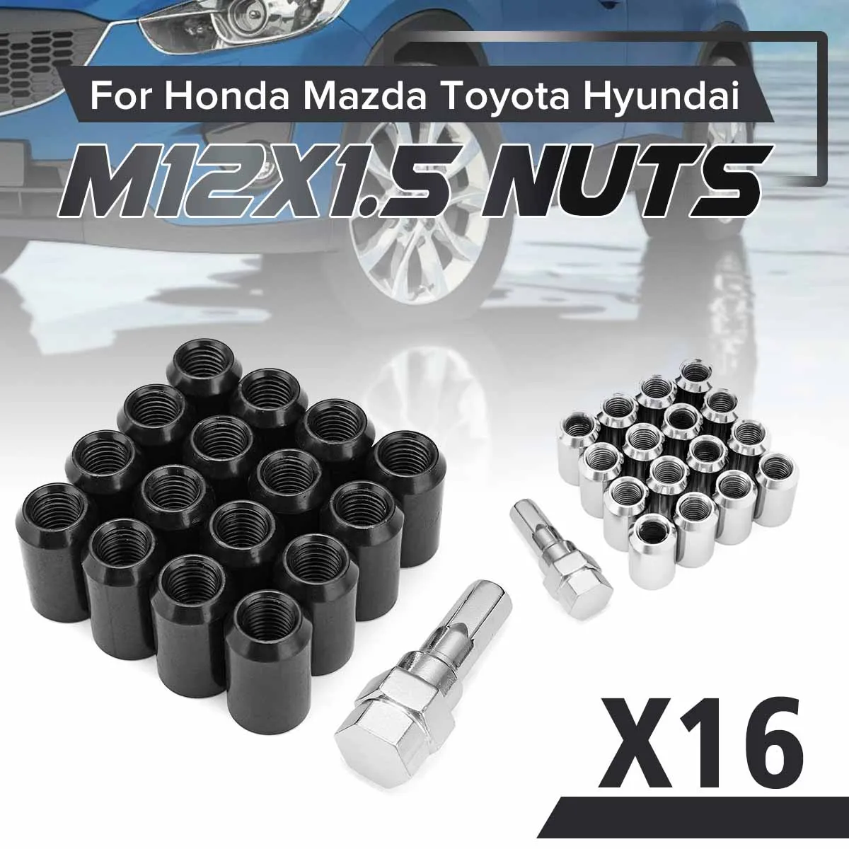 

16pcs Universal M12*1.5 Car Wheel Tuner Nuts Steel For Honda//Toyota/Ford/Chevrolet /Kia