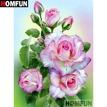 

HOMFUN 5D DIY Diamond Painting Full Square/Round Drill "Pink flower" 3D Embroidery Cross Stitch gift Home Decor A02398