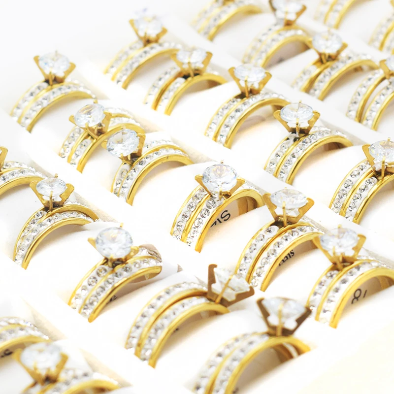 12 шт. набор обручальных колец смешанного размера для женщин Романтический для вставки страз леди Циркон Свадебные кольца ювелирные изделия